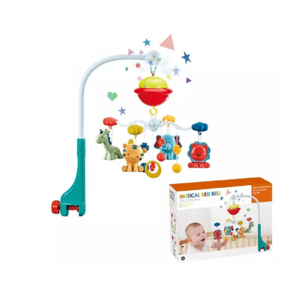 لعبة مهد أطفال موسيقية ملونة مع مجسمات حيوانات