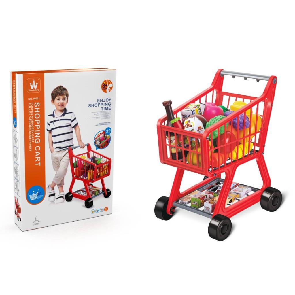 Kids Shopping Cart Playset with Grocery Accessories