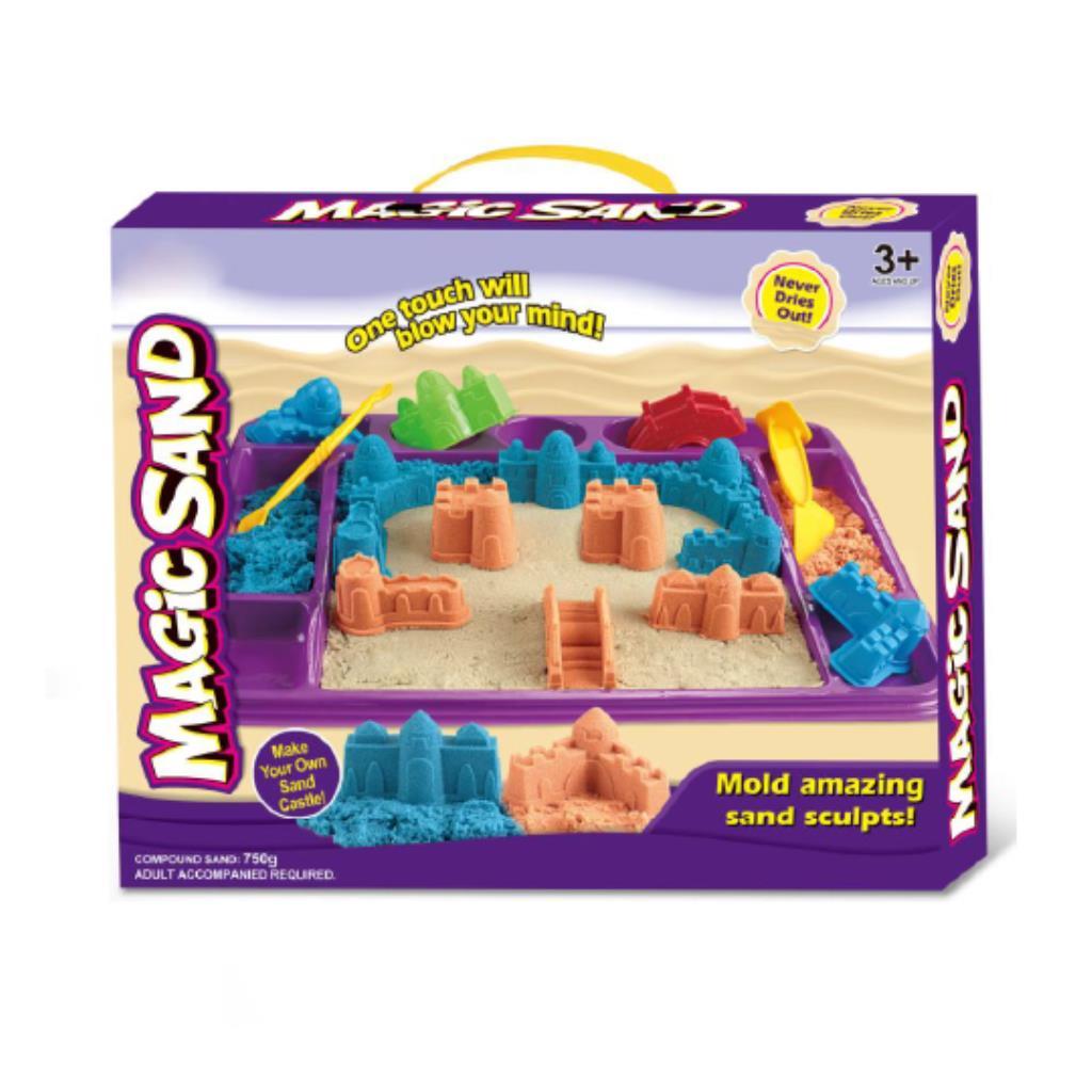 Magic Sand Castle Playset – Complete Tray & Castle Molds Set (750g Sand)