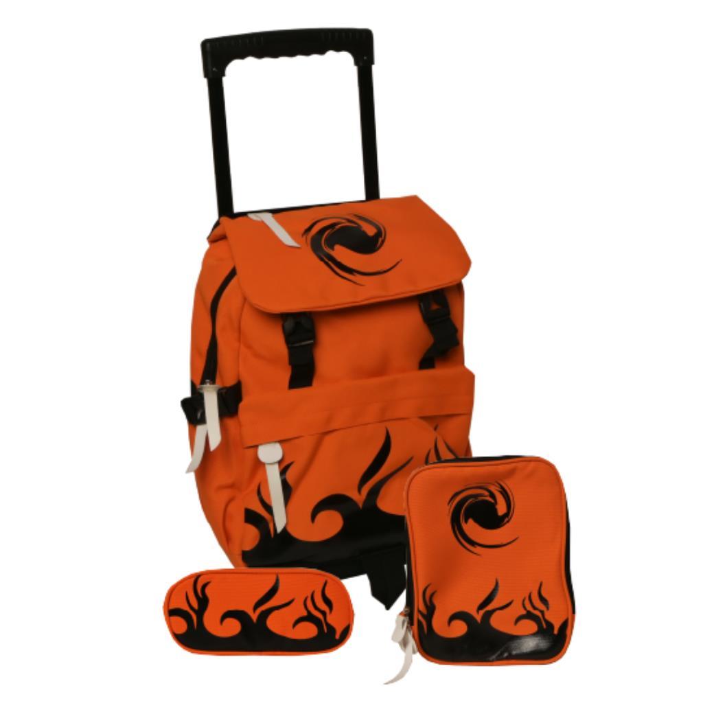 طقم حقيبة مدرسية بعجلات للأطفال - 18 انج