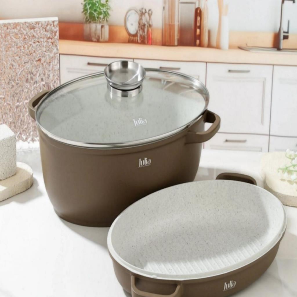 ELITE-PROF OVAL ROASTER WITH LID 3PCS 39CM-BROWN