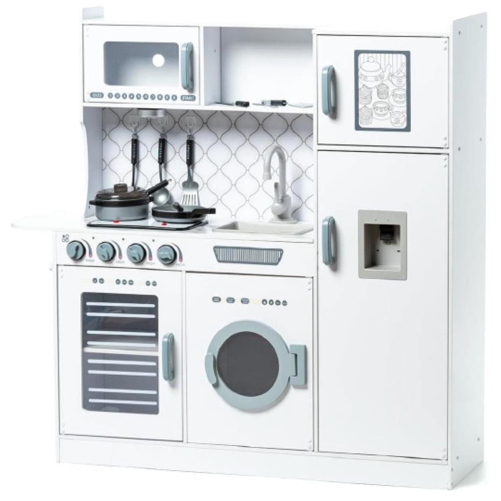 مطبخ أطفال خشبي فاخر مع غسالة وثلاجة