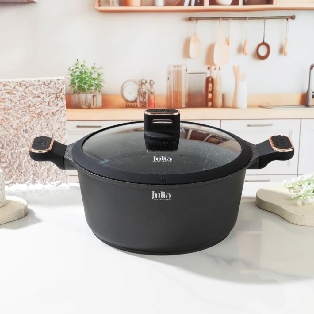 ELITE-PRO PLUS CASSEROLE WITH LID 24CM-BLACK
