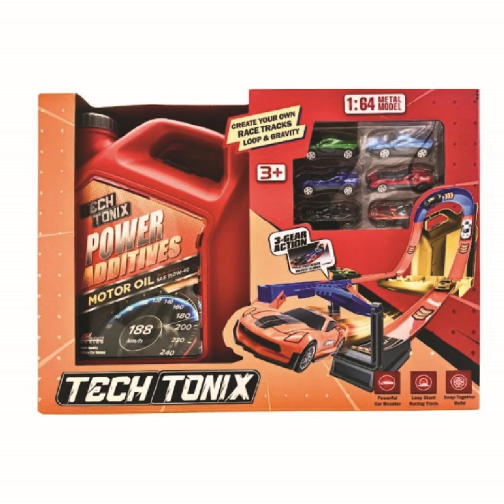 مجموعة مضمار سباق Tech TONYX Power Additives مع سيارات معدنية