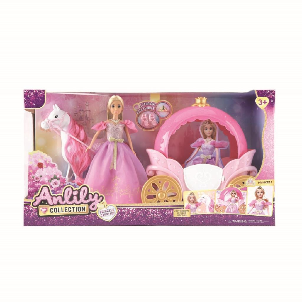 Anlily Princess Carriage Doll Playset with Horse