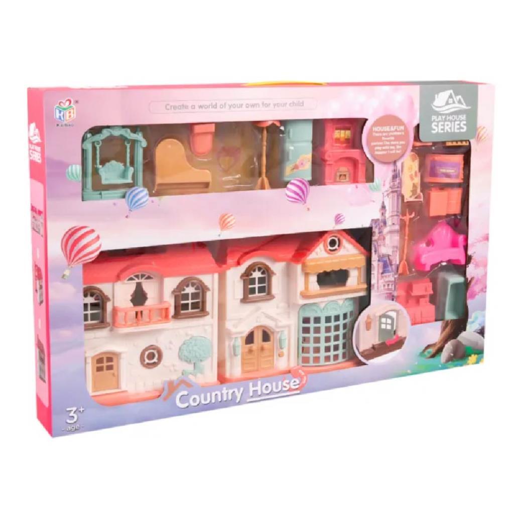 Kids Dollhouse Playset with Furniture & Dolls