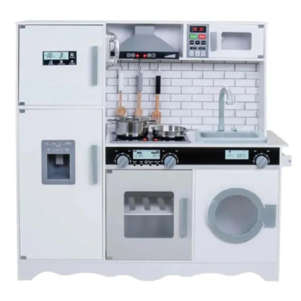 مطبخ ألعاب خشبي للأطفال مع أجهزة – تصميم واقعي