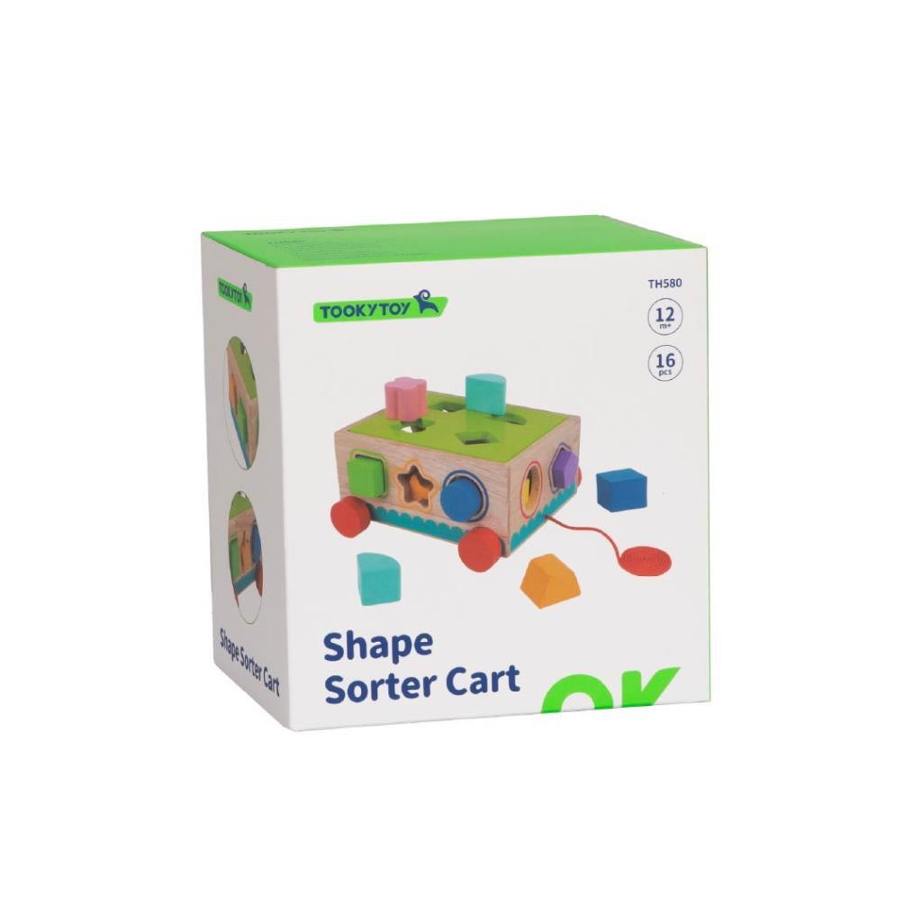 عربة فرز الأشكال الخشبية – 16 قطعة