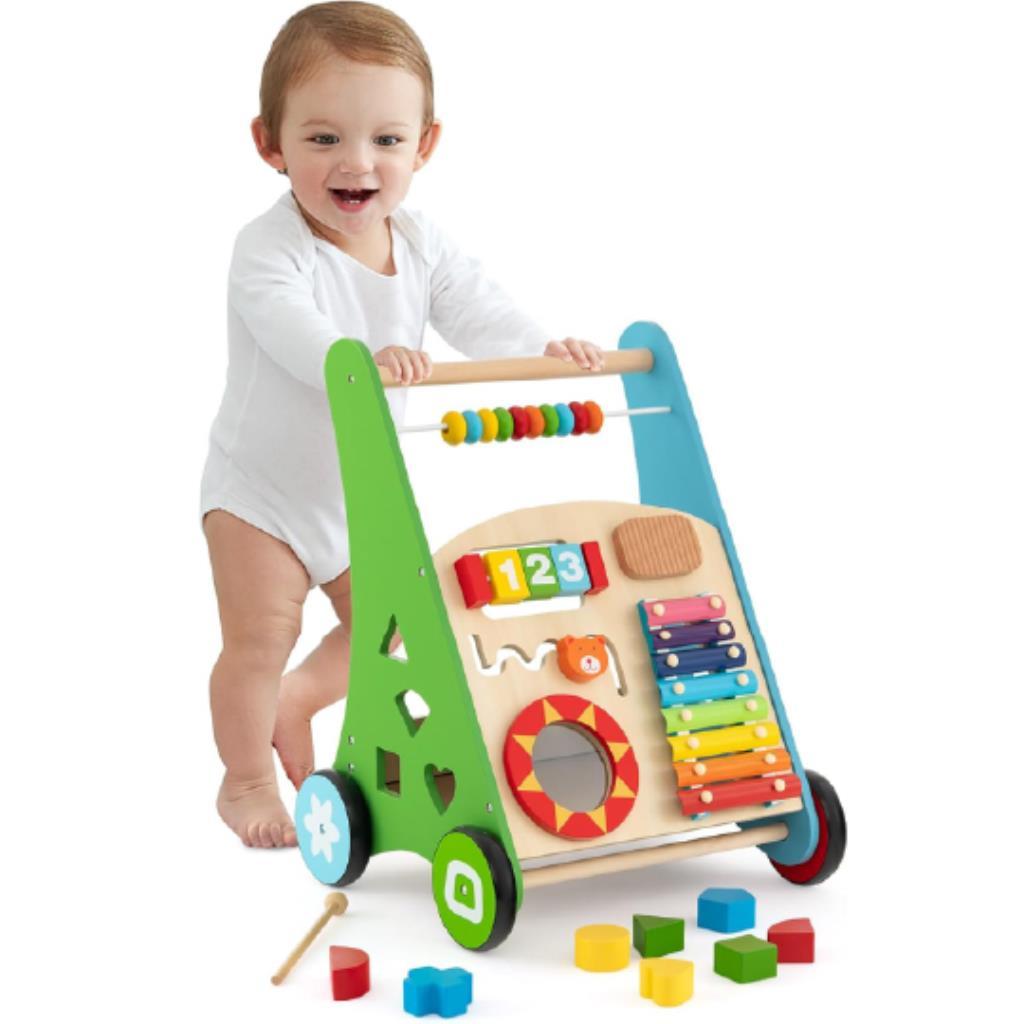 Wooden Baby Activity Walker with Learning Toys