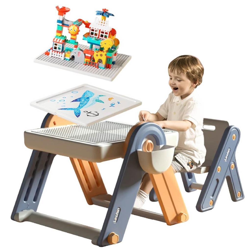 Multifunctional Kids Block Table & Drawing Board