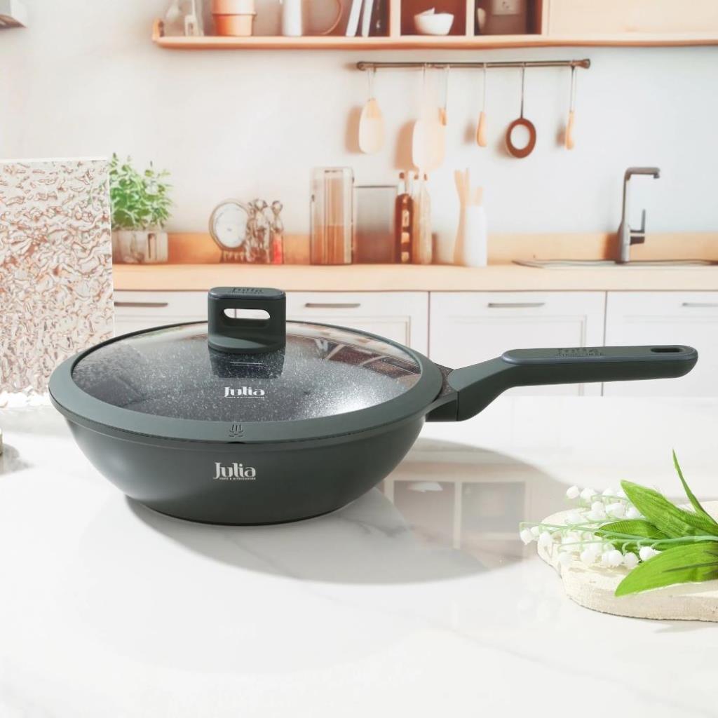 مقلاة الووك ELITE-PRO مع الغطاء 28 سم – أخضر