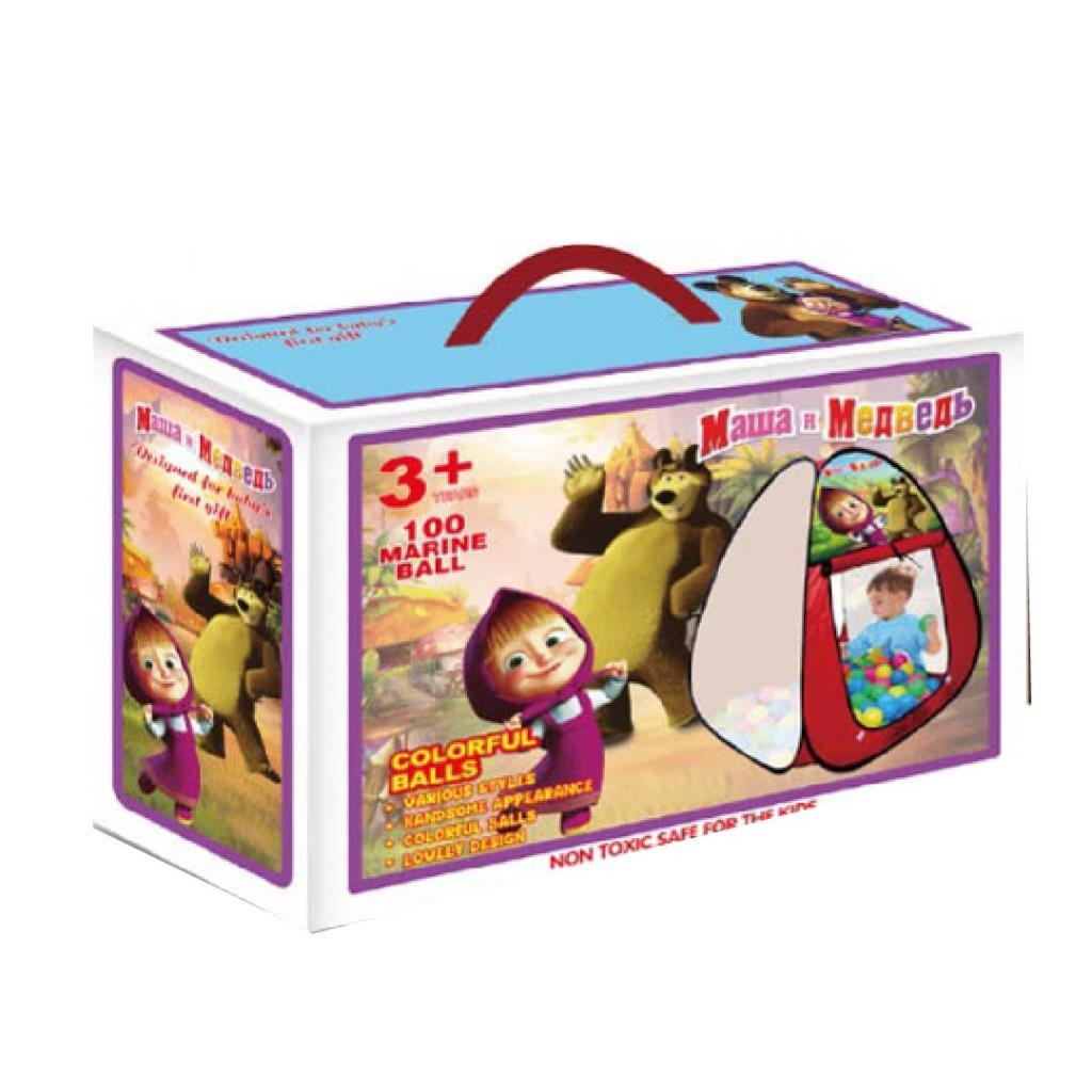 (90×90×90 سم)خيمة كرات للأطفال ماشا والدب قابلة للفتح السريع مع 100 كرة
