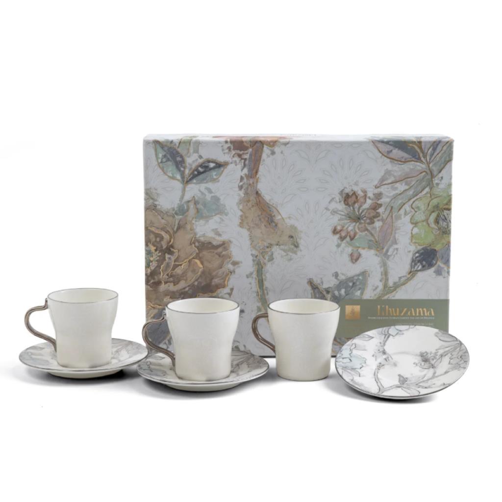 Luxury Floral Coffee Cup Set with Saucers