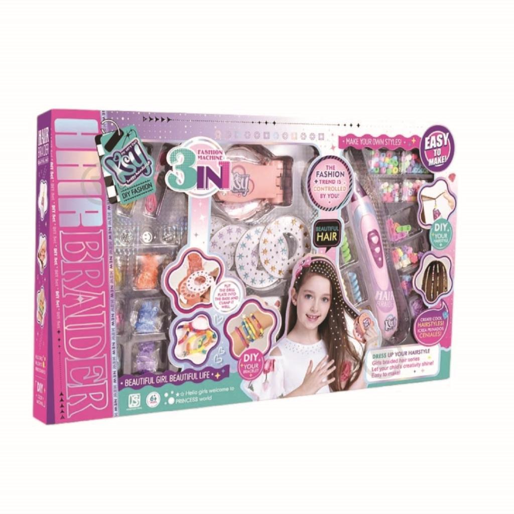 3-in-1 Hair Braiding & DIY Styling Kit with Beads & Accessories