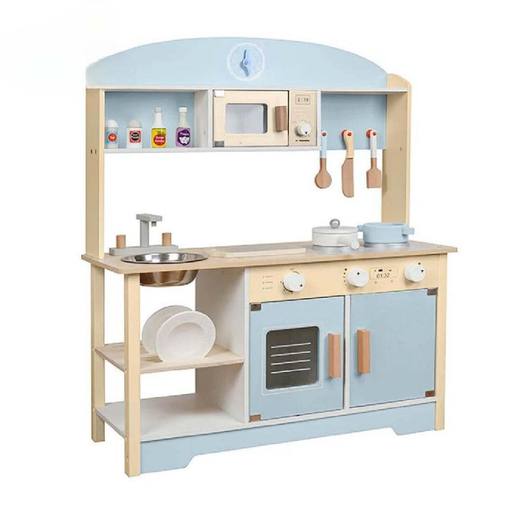مطبخ خشبي فاخر للأطفال – لون أزرق سماوي