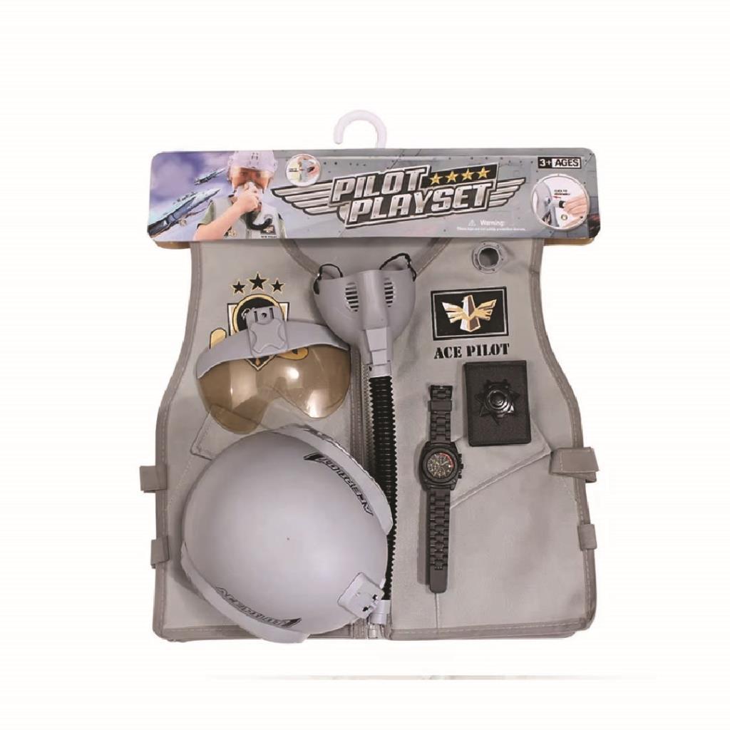 طقم طيار للعب التمثيلي مع خوذة وإكسسوارات