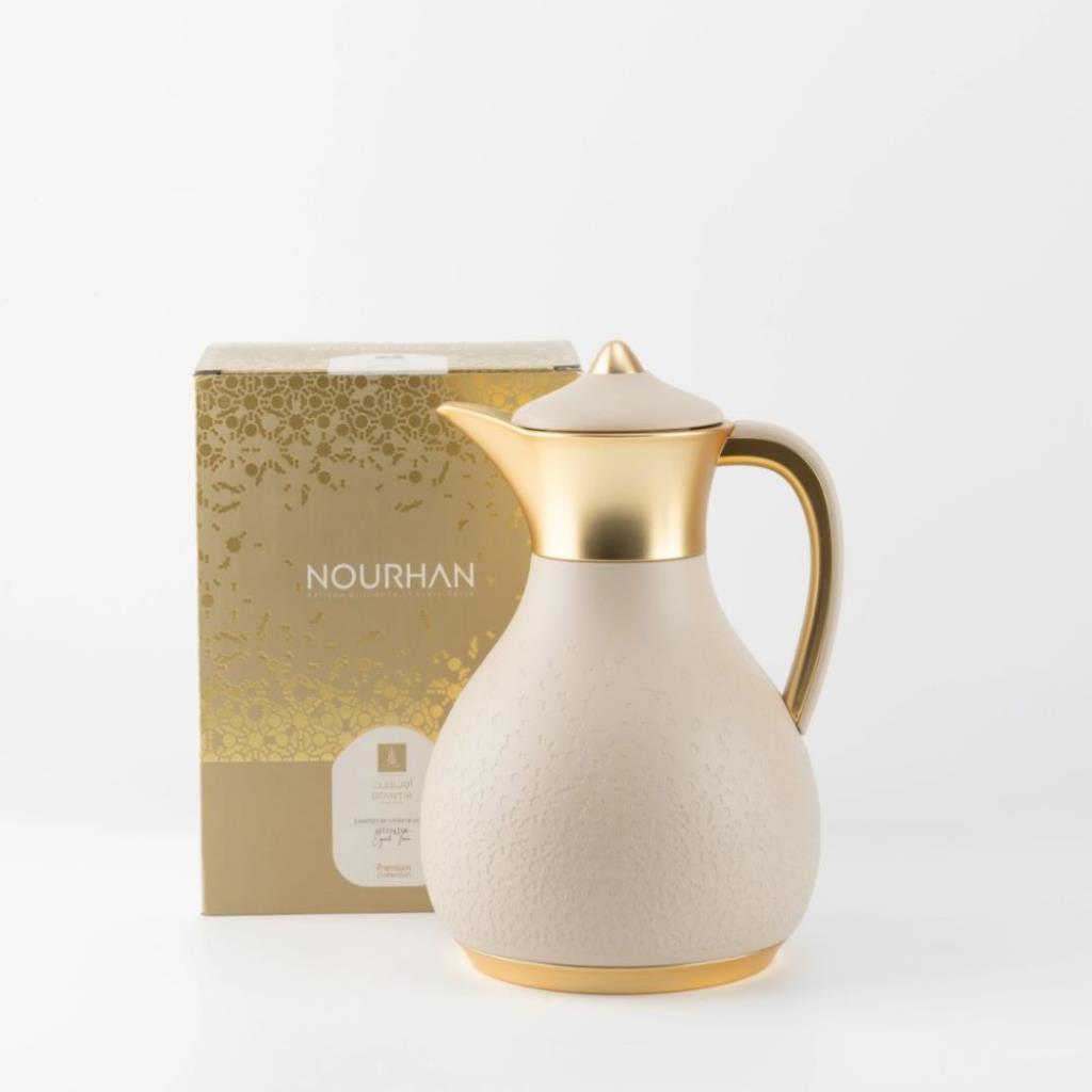 دلة واحدة للشاي أو القهوة من نورهان - بيج + ذهبي مطفي