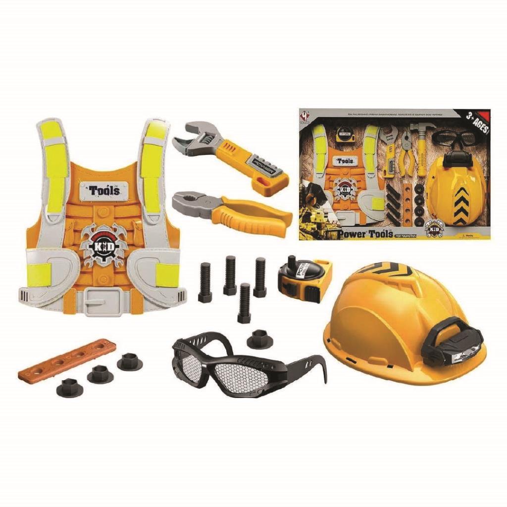 Kids Construction Tool Set with Helmet & Vest (Power Tools Kit)