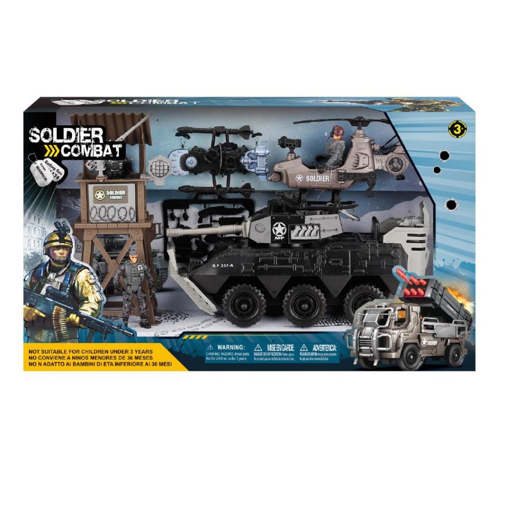 Armored Military Vehicle & Helicopter Combat Playset