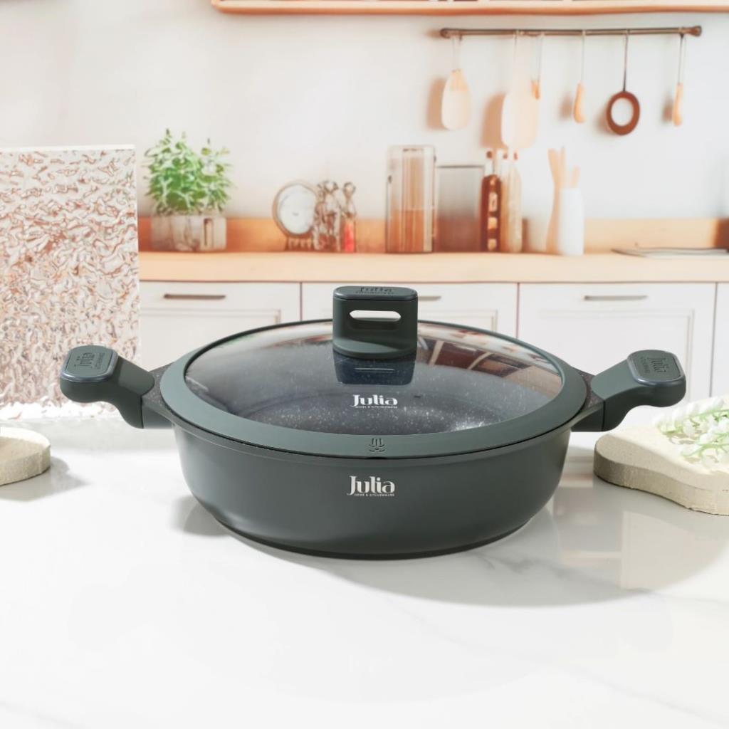 ELITE-PRO SHALLOW CASSEROLE WITH LID 32CM-GREEN