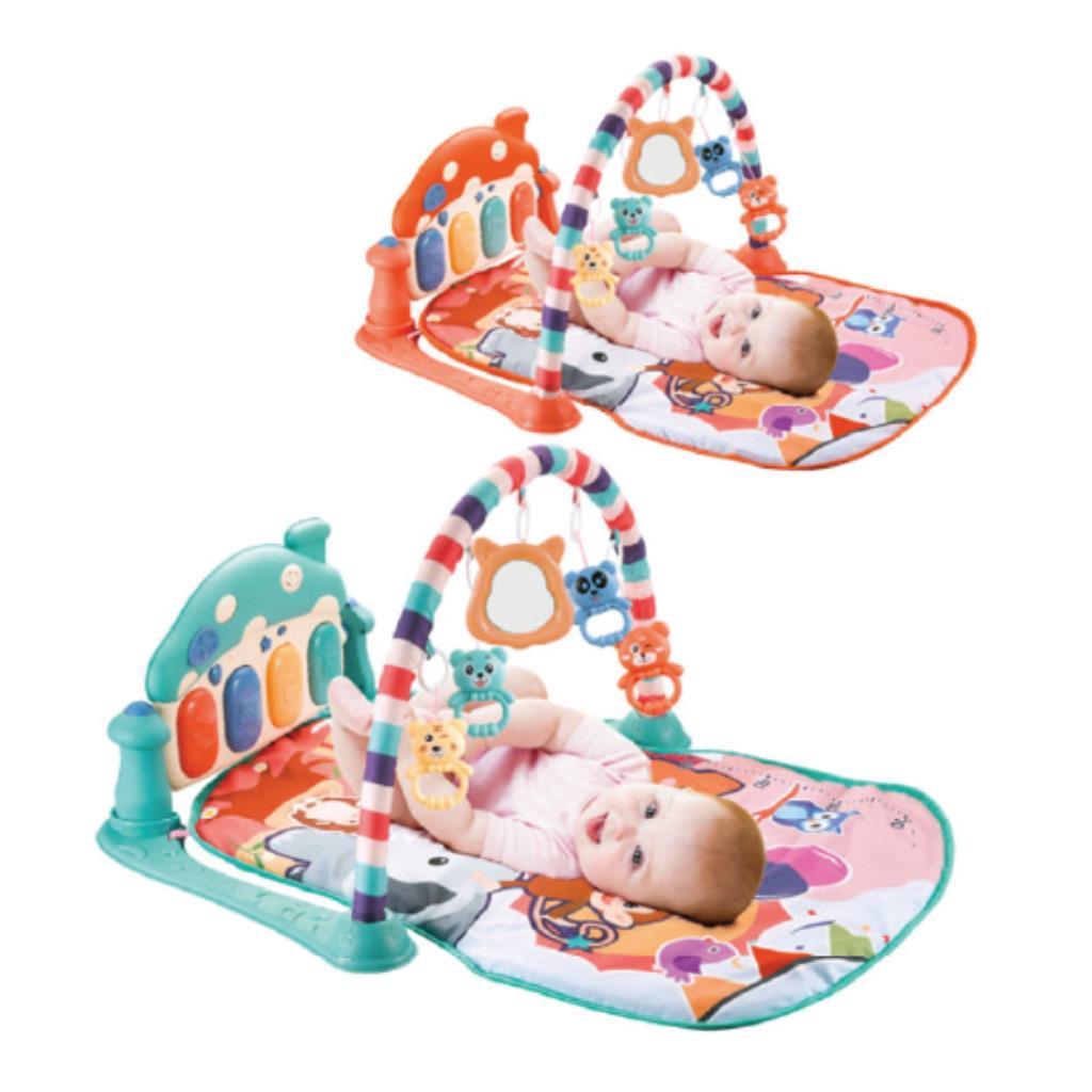 حصيرة لعب ملونة مع بيانو موسيقي وألعاب حيوانات