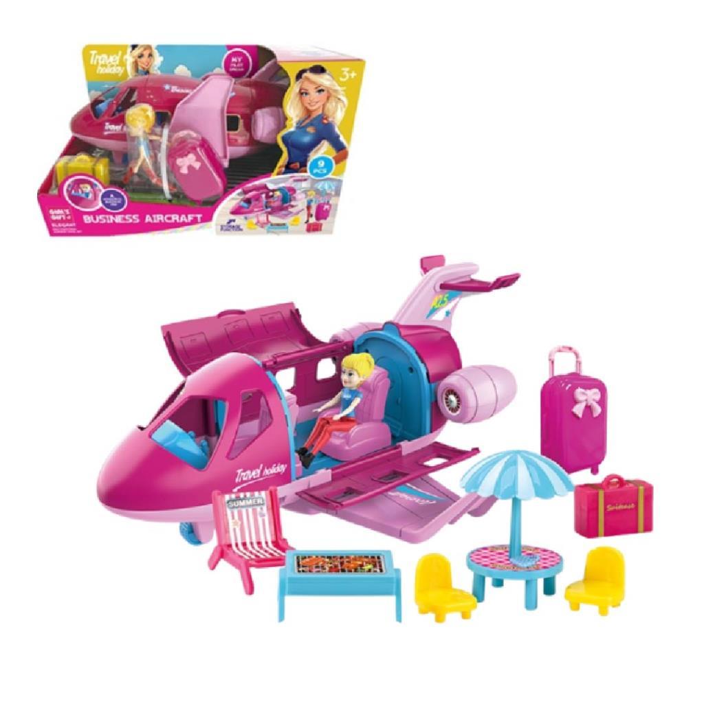 Travel Aircraft Playset with Doll & Accessories
