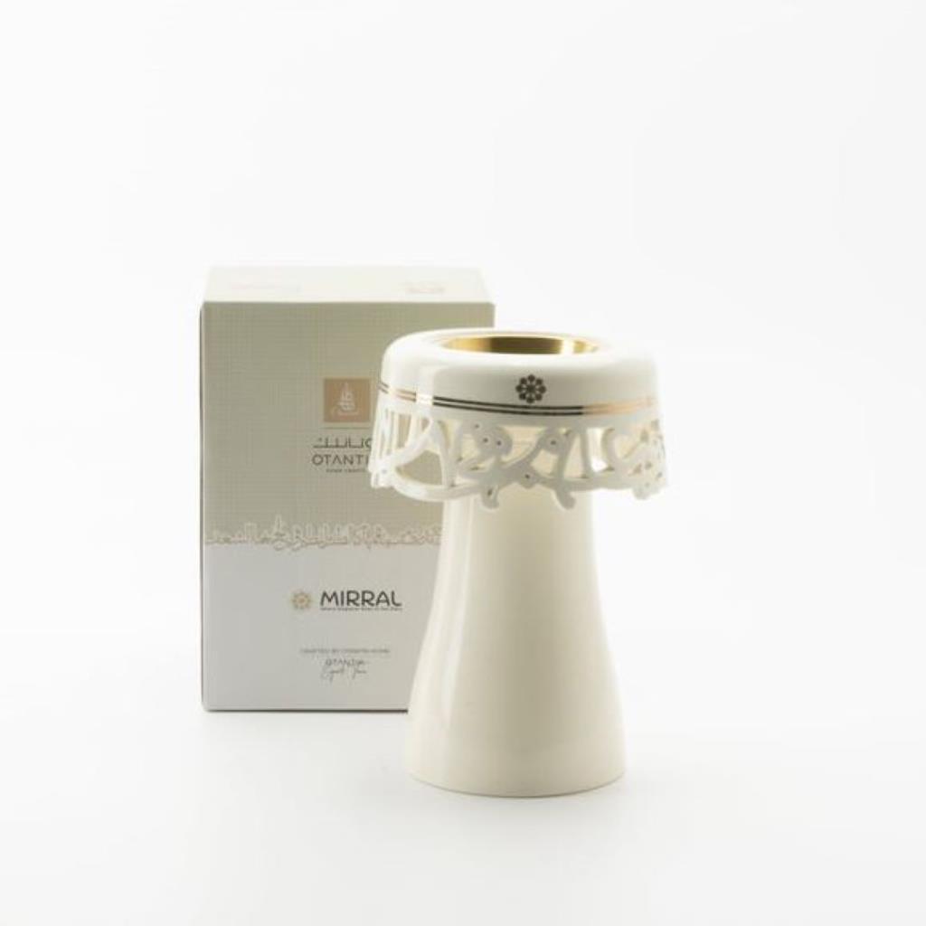 مبخرة بورسلان من ميرال - بيج و أبيض