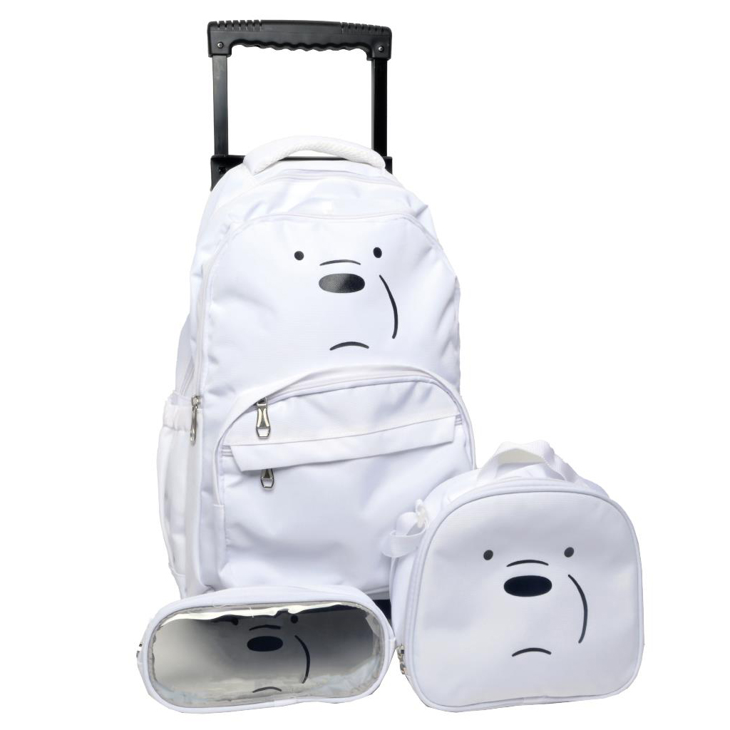 Cute Bear Rolling Backpack Set for Kids - 16 Inch