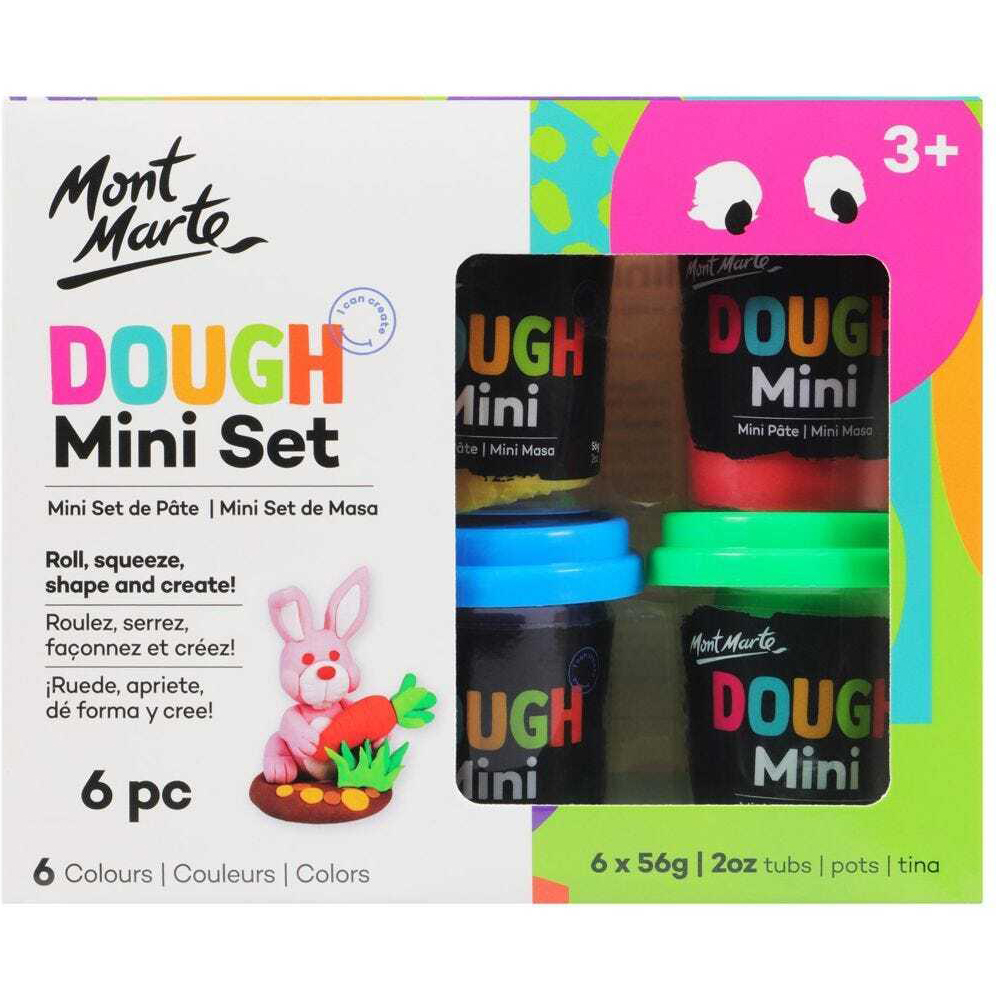 Mont Marte Kids Dough Mini Set 6pce x 60g in Storage Tubs