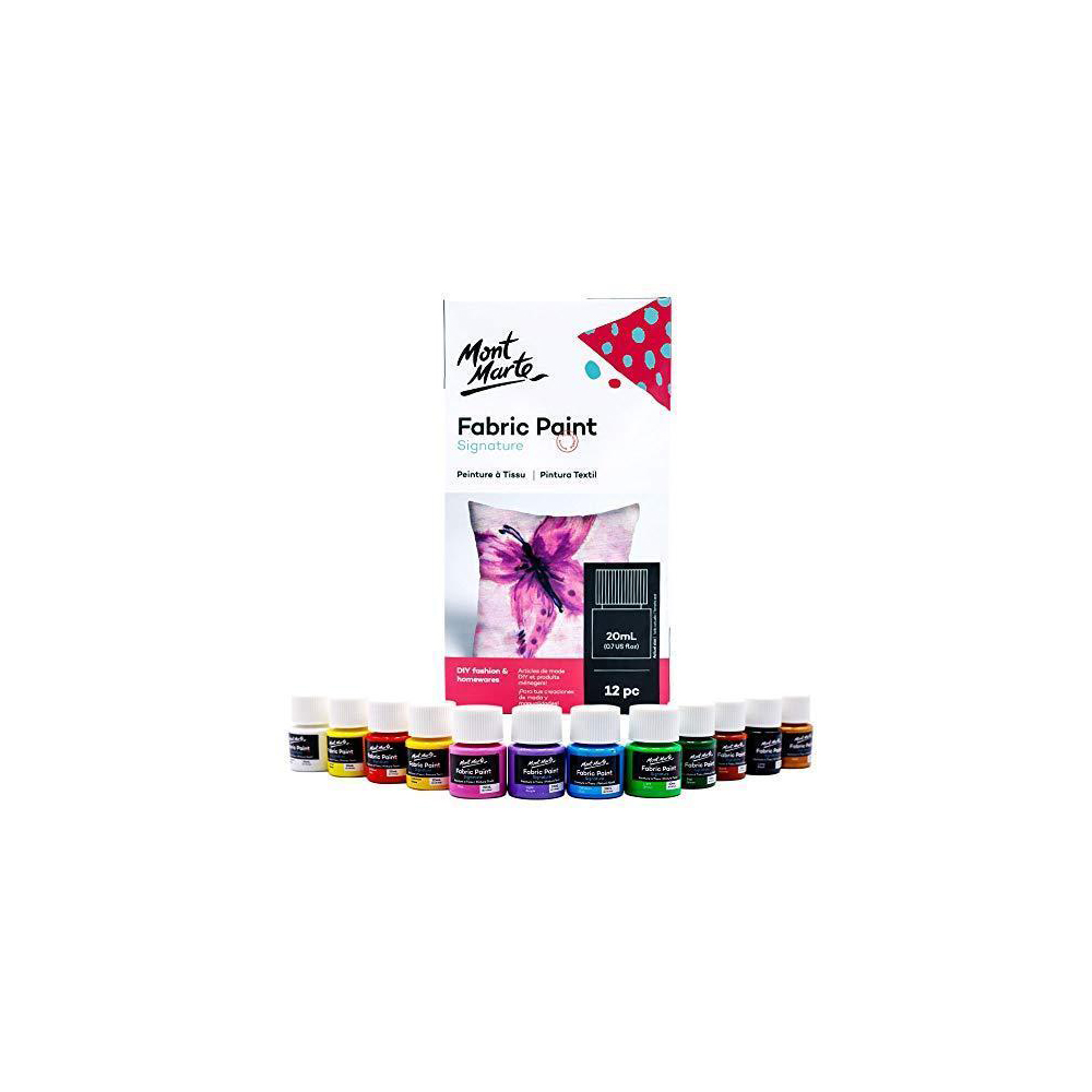 Mont Marte 12-Piece Signature Fabric Paint Set Multicolor