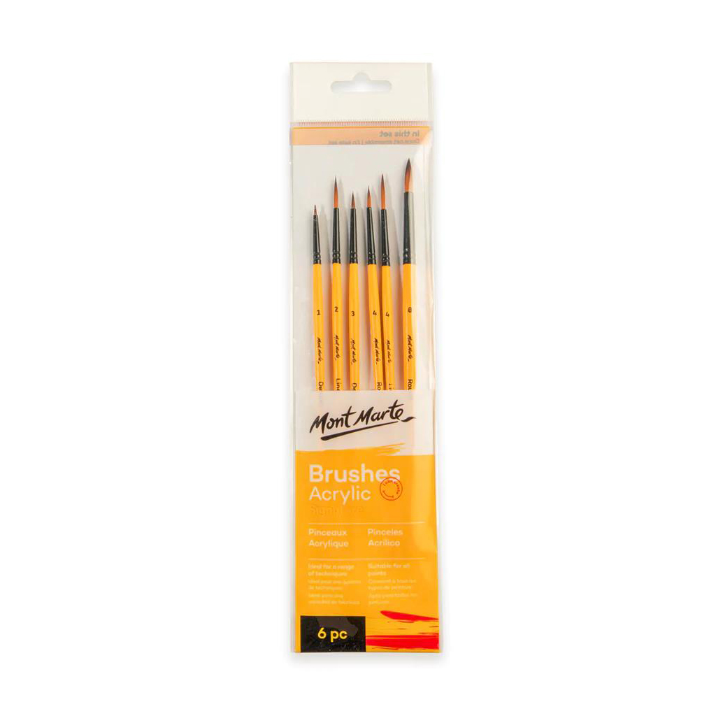 Mont Marte Gallery Series Paint Brush Set - Acrylic 6pc