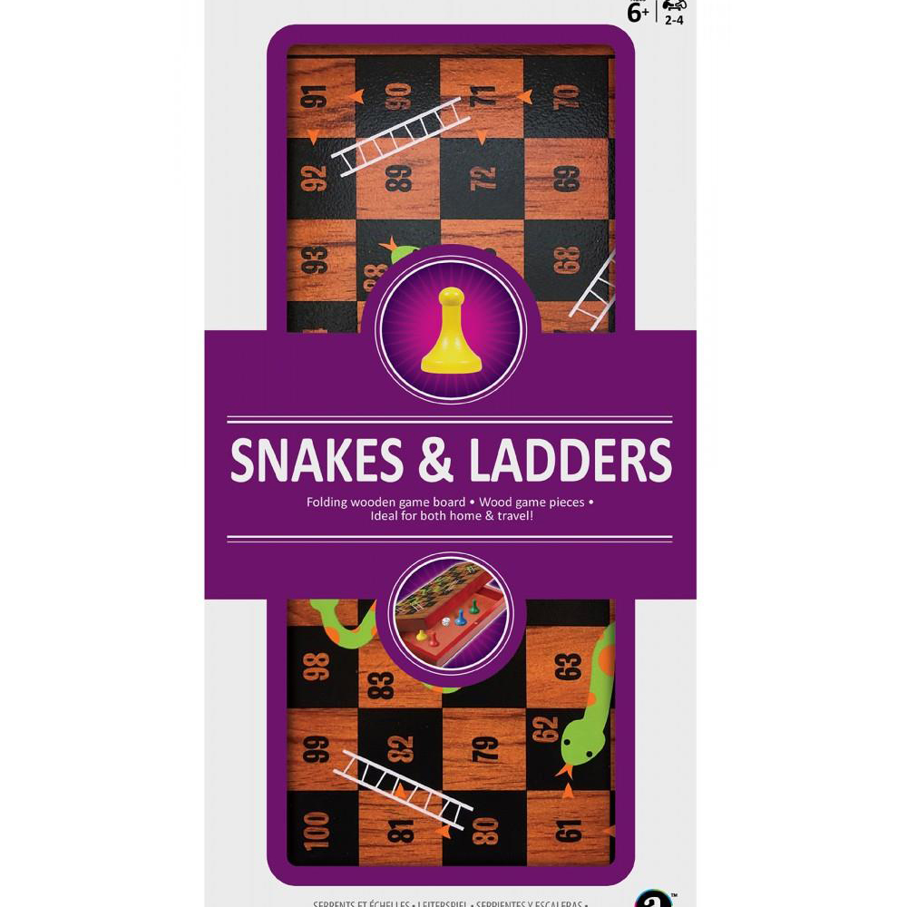 MA Folding Wood Snakes & Ladders Set