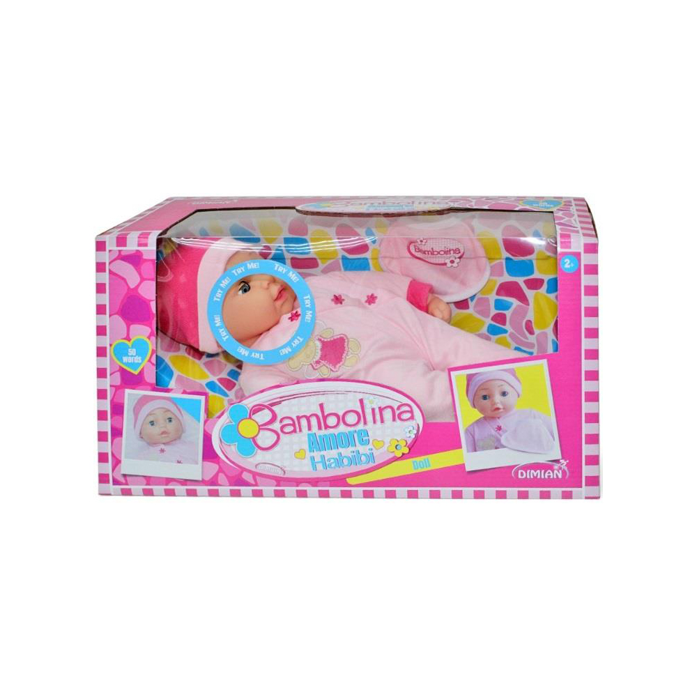 Bambolina 40CM Doll With Bib With Arabic 50 Words